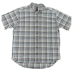 Noble Outfitters Mens XXL Blue Plaid Short Sleeve Button Down Casual 2XL‎